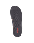 Wave patterned treaded outsole with red Rieker logo on heel.