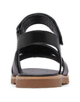 Rear view of Sorel Ella III Sandal for women featuring a secure backstrap and cushioned footbed for supportive wear.