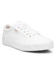 Women's Taos Plim Soul platform sneaker in white with lace-up design, offering arch and metatarsal support for all-day comfort.