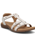 Women's Taos Trophy 2 Backstrap Leather Sandal in white with adjustable straps and contoured footbed for casual summer outfits.