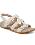 Women's Vionic Amber Backstrap Sandals in cream with adjustable straps and cushioned footbed for all-day support and comfort.