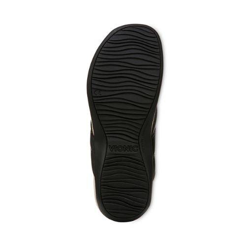 Black wave pattern treaded outsole with Vionic Logo stamped in middle.