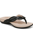 Black leather braided Toe Sandal with beige footbed and black rubber outsole.