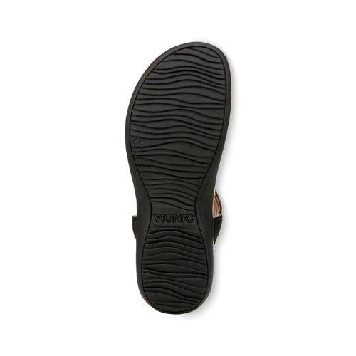 Outsole of Women's Vionic Brea Toe Sandal featuring durable, non-slip rubber with wave-patterned tread for traction and everyday wear.