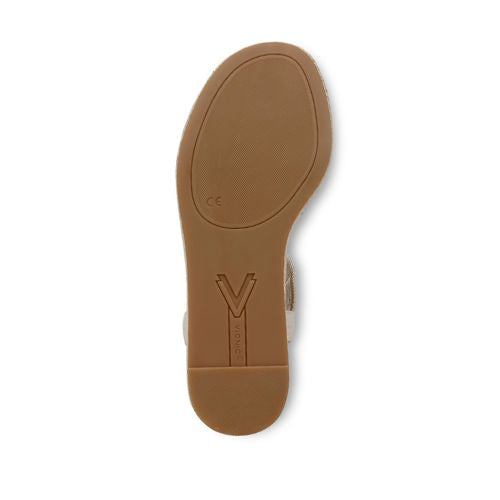 Outsole of Vionic Calera Wedge Sandal featuring a durable rubber sole with Vionic branding for enhanced grip and stability.