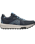 Women's Mephisto Deva Walking Shoes in navy with light blue laces, featuring a durable sole and orthotic-friendly design for everyday wear.