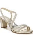 Women's Naturalizer Vanessa 2 Sling-Back Sandal in gold with block heel and rhinestone straps, ideal for formal dress occasions.