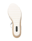White rubber outsole with line tread pattern and green Remonte logo on heel.