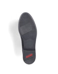 Black light treaded outsole with red Rieker logo on heel.