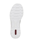 White light treaded outsole with red Rieker logo on heel.