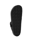 Black geometric pattern outsole of EVA thong sandal.