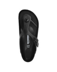 Black thong EVA sandal with buckle strap, Romika logo on footbed and thin outsole.