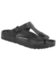Black thong EVA sandal with buckle strap and thin outsole.