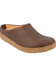 Phillip Leather Clog in brown. Brown nubuck upper with a cork midsole and brown rubber outsole.