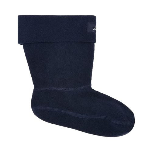 Navy blue boot sock with Joules logo stitched at the cuff.
