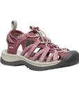 KEEN Whisper Fisherman Sandal in pink with durable straps, cushioned sole, and backstrap, offering comfort and style for active wear.