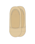A pair of beige no-show socks.