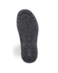Black outsole with treaded outsole and Rieker logo stamped on heel.