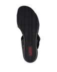 Black light treaded outsole with red Rieker logo stamped on heel.