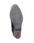 Outsole view of Women's Rieker 73170 Western Boot featuring textured tread for grip and Rieker branding on the heel.