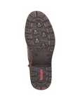 Brown treaded outsole with red Rieker logo on heel.