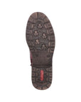 Brown light treaded outsole with red Rieker logo on heel.