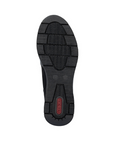 Black light treaded outsole with red Rieker logo on heel.