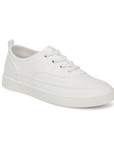 White casual sneaker with white elastic laces, and white outsole.