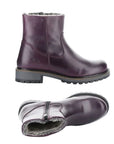 Side and angled views of the Bos&Co Calib waterproof ankle boot for women, featuring a zipper closure and cozy Merino wool interior.