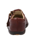 Rear view of Kids Stride Rite Harper Fisherman Leather Sandal highlighting closed heel design and durable stitching for toddler foot support.