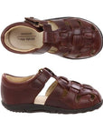 Top and side views of Kids Stride Rite Harper Fisherman Leather Sandal showing soft leather upper and cushioned insole for toddler comfort.