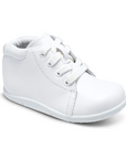 White Kids Stride Rite Elliot Bootie with lace-up front, crafted in genuine leather for comfort and support in baby and toddler shoes.