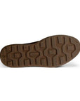 Brown rubber outsole with geometric light tread pater and Ecco logo in middle.