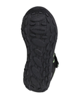 Black treaded outsole with Merrell logo stamped in.