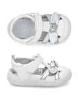 Top and side views of Kids Stride Rite SM Mila Sandal, showcasing toddler-friendly design with soft lining and secure Velcro closure.