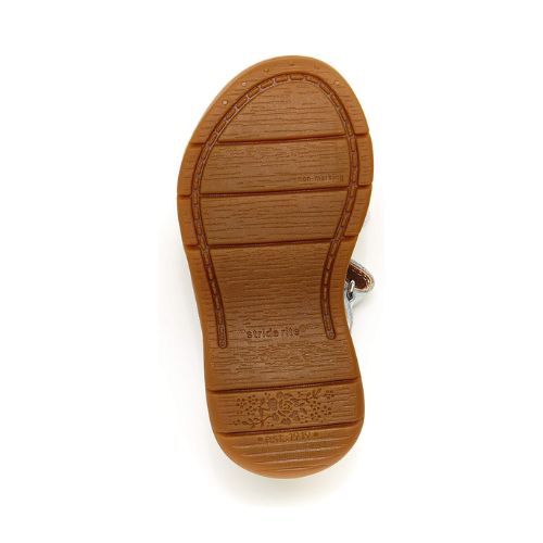 Bottom sole of Stride Rite Toddler Whitney Sandal featuring non-slip rubber outsole with floral tread pattern for traction.