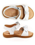 Top and side view of Stride Rite Toddler Whitney Sandal showing adjustable ankle strap and cushioned footbed for toddlers.