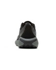 Grey and black heel of sneaker with thick grey midsole and black rubber heel wrap.
