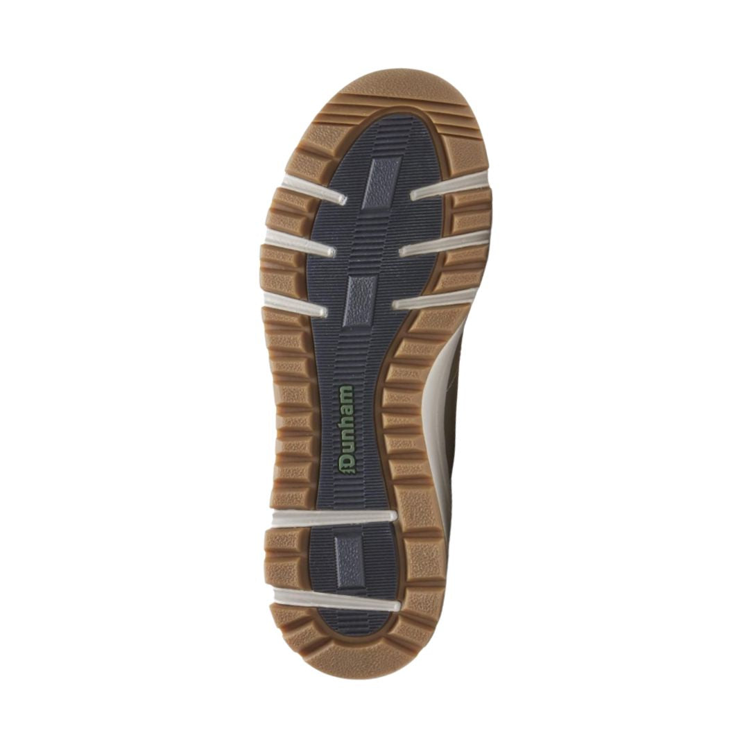 Sole of tan Dunham Glastonbury Ubal II Sneaker with multi-directional tread for enhanced traction and waterproof performance.