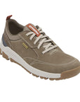 Men's Dunham Glastonbury Ubal II Sneaker in tan with contrast stitching and waterproof leather for casual and rugged use.