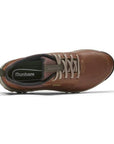 Top view of brown Dunham Glastonbury Ubal II Sneaker showing lace-up design and padded collar for secure, all-day wear.