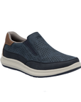 Slip-on Sneakers in navy with perforated upper, brown heel cap, white midsole and navy outsole