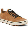 Men's Sorel Metro II Low Sneaker in brown suede with black laces and waterproof design, ideal for casual wear and seasonal transitions.
