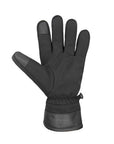 Palm of polyester gloves with touch screen pads on two fingers, cinching at cuff and buckle on side.