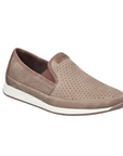 Light Brown perforated slip-on loafer with white midsole and brown outsole.