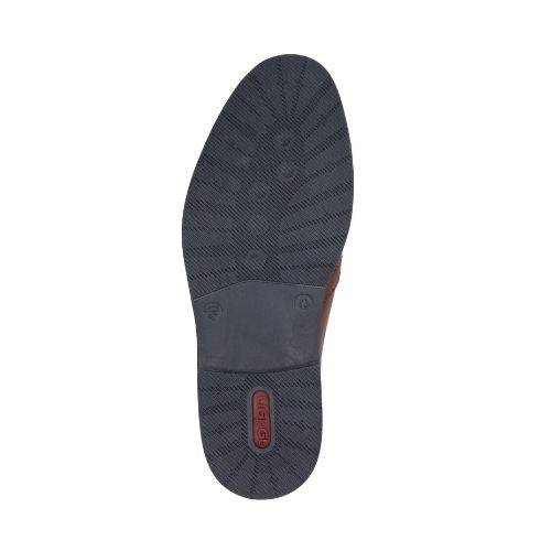 Navy light treaded rubber outsole with red Rieker logo on heel.