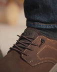 Video outlining the ready to go features of the leather shoes in brown.