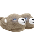 Pair of brown bear-shaped slippers with light-up eyes.