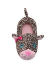 Leopard kids slipper with 3D tail, ears and bow with cute pink muzzle, whiskers and light up eyes.
