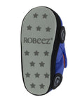 Grey suede slipper outsole with star grip pattern and Robeez logo in middle.
